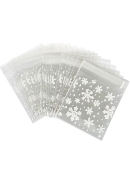 100 Adet Poşet Torbalar Kurabiye Bisküvi Noel Şekerleri Için Beyaz Kar Tanesi Ambalaj Çantası (Yurt Dışından)