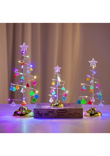 Noel Süslemeleri Ağacı Kristal Masa Dekor Noel Hediyeleri Noel Ağacı Aydınlatma Parti Festivali Dekor Lamba L (Yurt Dışından)