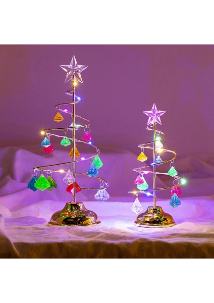 Noel Süslemeleri Ağacı Kristal Masa Dekor Noel Hediyeleri Noel Ağacı Aydınlatma Parti Festivali Dekor Lamba L (Yurt Dışından)