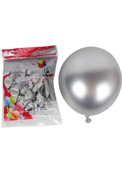 50 Adet 10 Inç Metalik Lateks Balonlar Kalın Krom Parlak Metal Inci Balon Globos Parti Dekoru Için - Gümüş (Yurt Dışından)