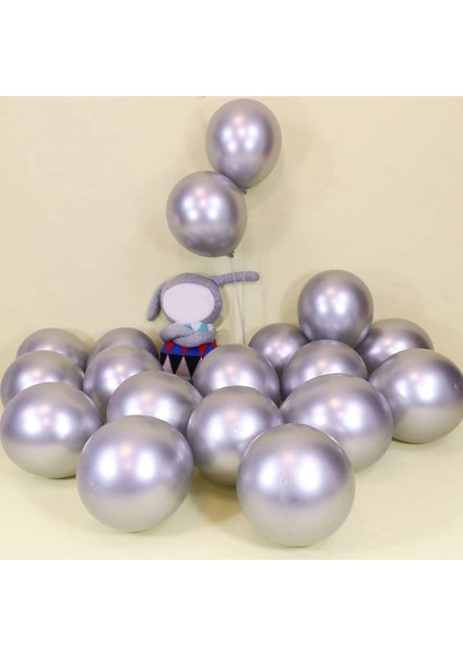 50 Adet 10 Inç Metalik Lateks Balonlar Kalın Krom Parlak Metal Inci Balon Globos Parti Dekoru Için - Gümüş (Yurt Dışından)