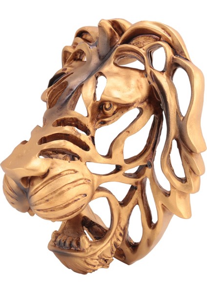 Iskandinav Altın Aslan Duvar Hayvan Aslan Kafası Sanat Duvar Lüks Dekor Mutfak Duvar Yatak Odası Kapalı Reçine Aslan Kafası Duvar, Küçük (Yurt Dışından)