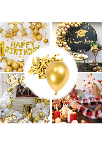 100 Adet Altın Metalik Krom Lateks Balonlar, Düğün Mezuniyet Yıldönümü Bebek Duş Için 5 Inç Yuvarlak Helyum Balonları (Yurt Dışından) fırsatları
