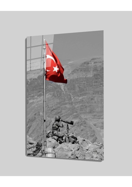 Türk Askeri ve Bayrak Cam Tablo