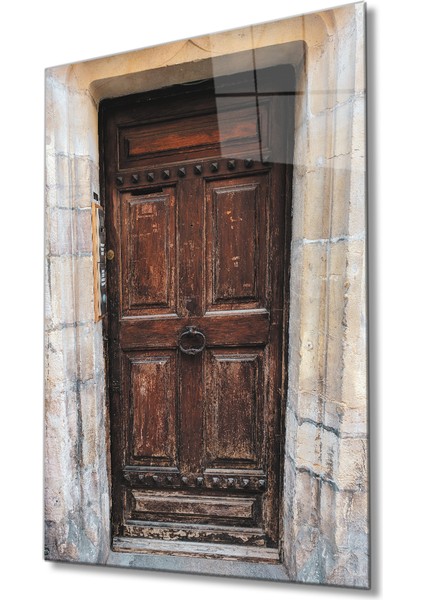 Ahşap Kapı Dikey Cam Tablo