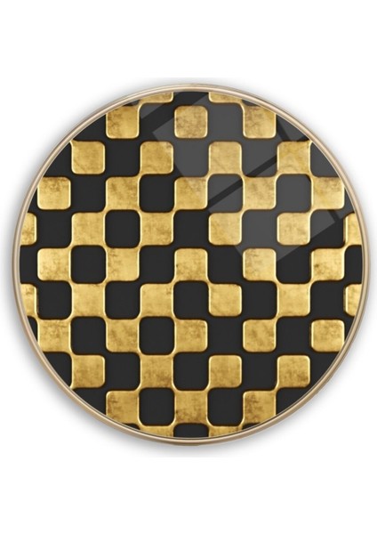 Gold Desen Yuvarlak Cam Tablo