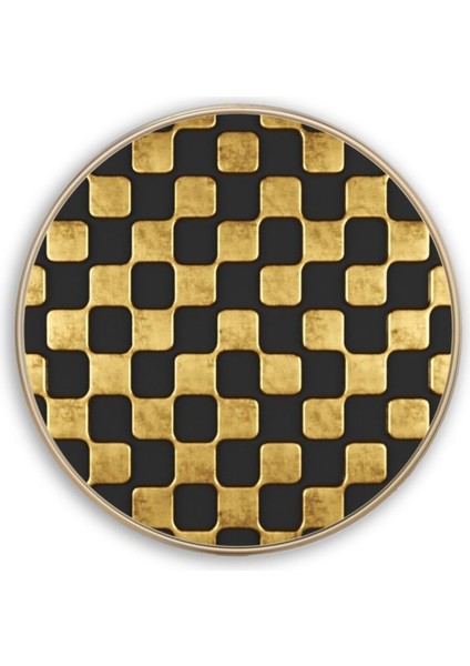 Gold Desen Yuvarlak Cam Tablo