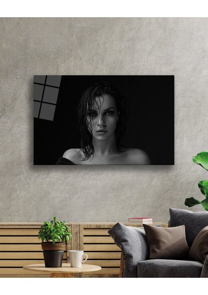 Siyah Beyaz Insan Fotoğrafları Kadın Cam Tablo fiyatları