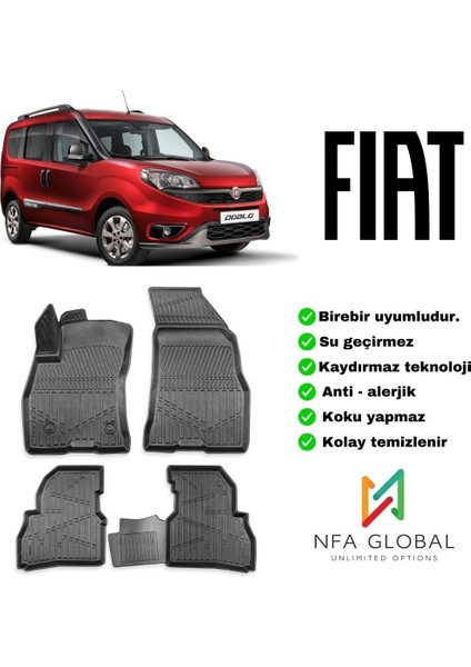 Nfa Global Fiat Doblo 2010-2022 Arası 3D Havuzlu Paspas