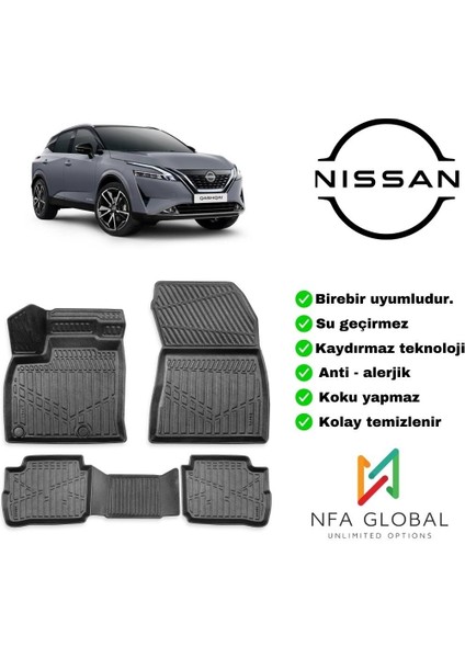 Nissan Qashqai 2022+ 3D Havuzlu Paspas