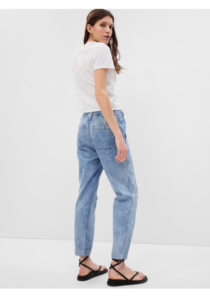 Kadın Mavi Mid Rise Easy Pull-On Jean Pantolon fiyatları