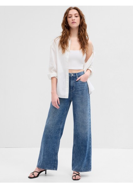 Kadın Mavi High Rise Wide-Leg Washwell™ Jean Pantolon