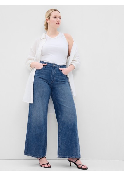 Kadın Mavi High Rise Wide-Leg Washwell™ Jean Pantolon