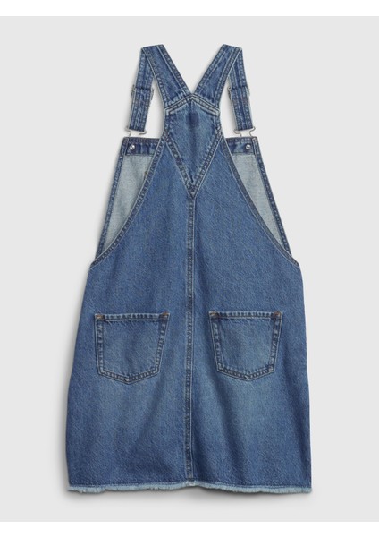 Kız Çocuk Mavi Denim Salopet Elbise