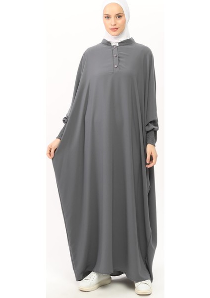 Sultanbaş Nikaplı Çarşaf Cilbab Khimar Abaya Kolu Lastikli Hakim Yaka Peçeli Ferace Medine Ipek