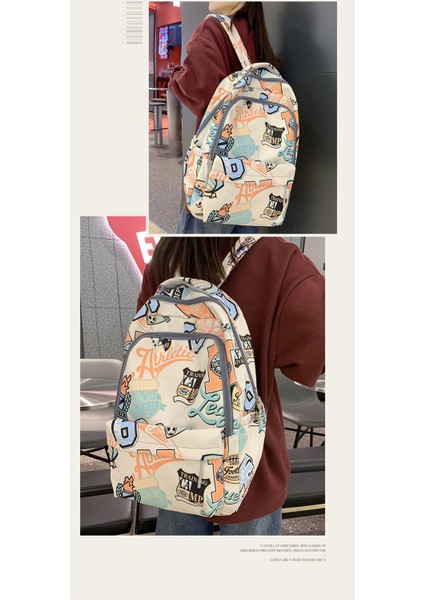 Graffiti Sırt Çantası Kadın Ins Tarzı Lise Ortaokul Trendi Sırt Çantası Büyük Kapasiteli Basit Ingilizce Baskı Öğrenci Okul Çantası (Yurt Dışından) fiyatları