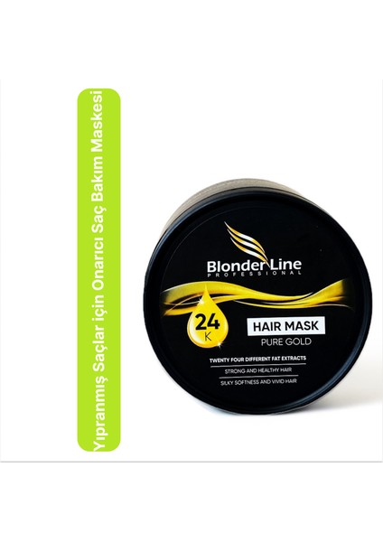 Blonder Line 24 Farklı Bitkisel Yağ İçeren Yıpranmış Ve Kırılgan Saçlar için Onarıcı Saç Bakım Maskesi - 300 ml