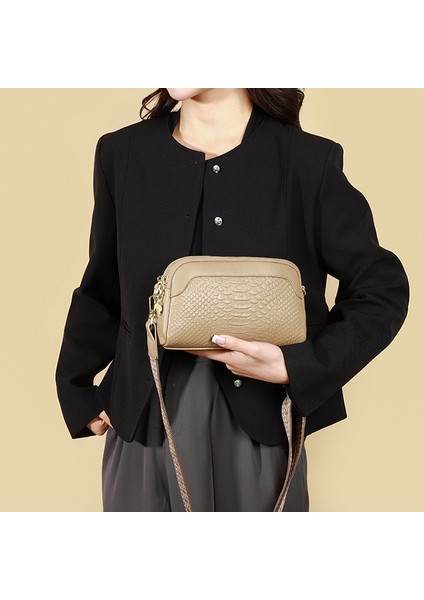 Hakiki Deri 2024 Yeni Moda Avrupa ve Amerikan Retro Birinci Katman Inek Derisi Timsah Deseni Tek Omuz Crossbody Mizaç Kadın Çantası Küçük Kare Çanta (Yurt Dışından)