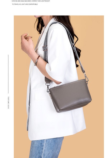 Ilk Katman Inek Derisi Kadın Çantası 2024 Bahar Yeni Stil Moda Çakıllı Deri Tek Omuz Crossbody Küçük Çanta (Yurt Dışından)