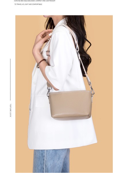 Ilk Katman Inek Derisi Kadın Çantası 2024 Bahar Yeni Stil Moda Çakıllı Deri Tek Omuz Crossbody Küçük Çanta (Yurt Dışından)