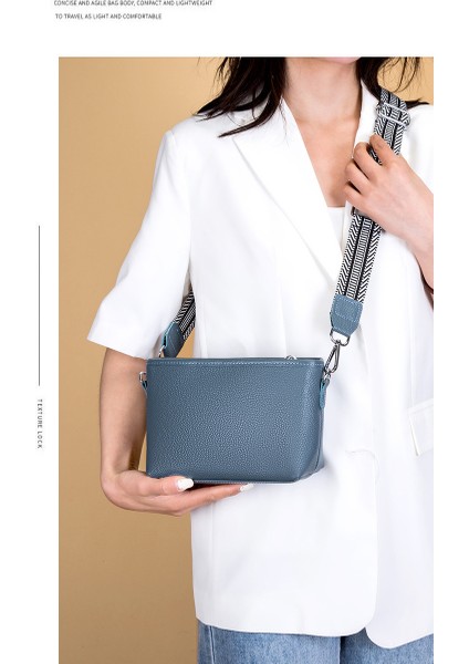 Ilk Katman Inek Derisi Kadın Çantası 2024 Bahar Yeni Stil Moda Çakıllı Deri Tek Omuz Crossbody Küçük Çanta (Yurt Dışından)