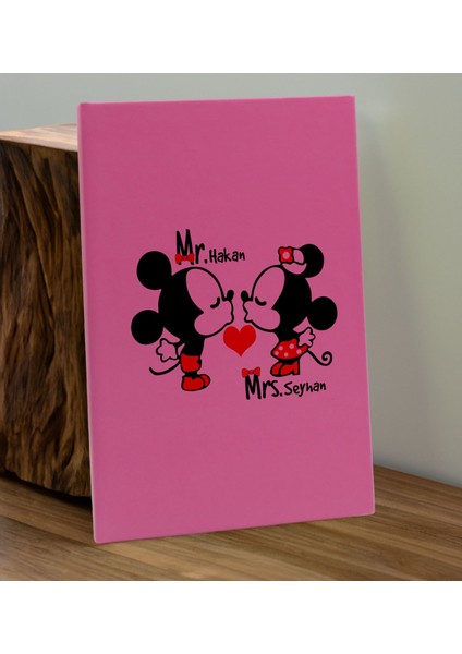 Sevgiliye Özel Isimli Pembe Defter ve Cam Matara Seti 5