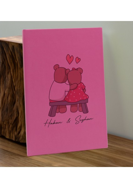 Sevgiliye Özel Isimli Pembe Defter ve Cam Matara Seti 3