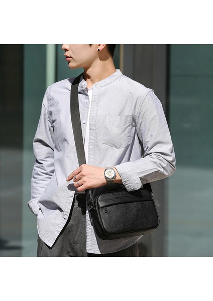 2024 Hakiki Deri Yeni Rahat Moda Postacı Omuz Çantası Trendy Küçük Messenger Çanta Sırt Çantası Erkek Erkek Çantası (Yurt Dışından) modelleri