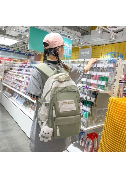 Okul Çantası Kadın Trendi Renk Kırpma Büyük Kapasiteli Lise Öğrencisi Sırt Çantası Moda Üniversite Öğrencisi Seyahat Sırt Çantası Gelgit (Yurt Dışından) indirimleri