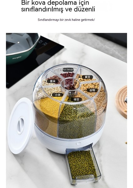 Yeni Ev Tipi Pirinç Kovası Mutfak Tahıl Mühürlü Pirinç Saklama Kutusu Pirinç Kovası Patlama Modeli Döndürülebilir Tahıl Çeşitli Tahıl Kovası 6kg (Yurt Dışından)