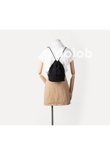 Yeni Moda Kore Tarzı Pilili Rahat Naylon Sırt Çantası Yaz Niş Tembel Tarzı Ipli Kova Banliyö Sırt Çantası (Yurt Dışından) modelleri