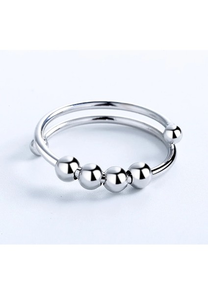 Gümüş Tarzı Dönen Fidget Boncuk Yüzük Kadın Erkek Anti Stres Yüzük Er Ayarlanabilir Spiral Boncuk Yüzük Takı Hediyeler Anksiyete Oyuncak (Yurt Dışından) indirimleri