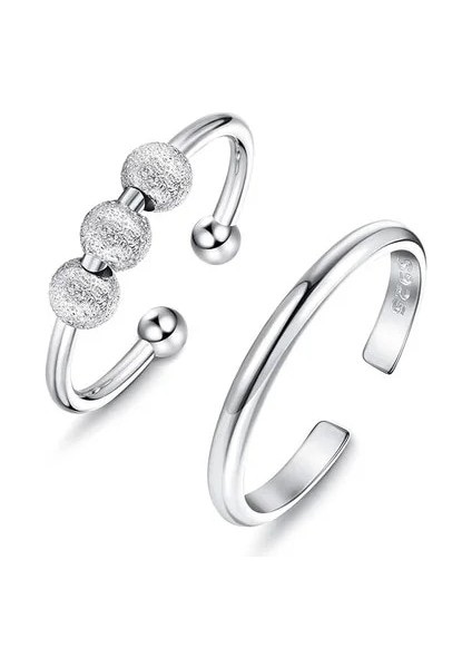 F-Gümüş Tarzı Anksiyete Halkası Fidget Boncukları Fidget Ring Er Tek Bobin Spiral Fidget Yüzük Boncukları Kız Kadınlar Için Serbestçe Döndür Anti Stres Oyuncak (Yurt Dışından)