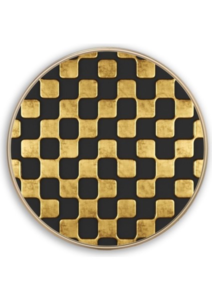 Gold Desen Yuvarlak Cam Tablo
