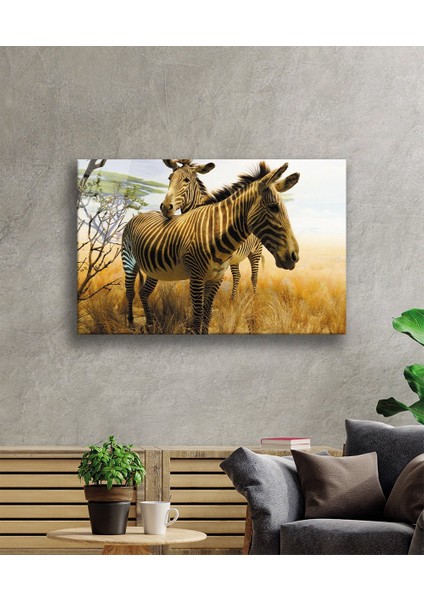Zebra Hayvan Cam Tablo