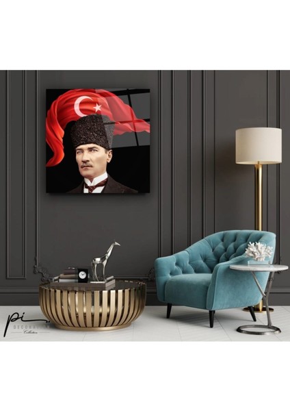 Atatürk ve Bayrak Cam Tablo