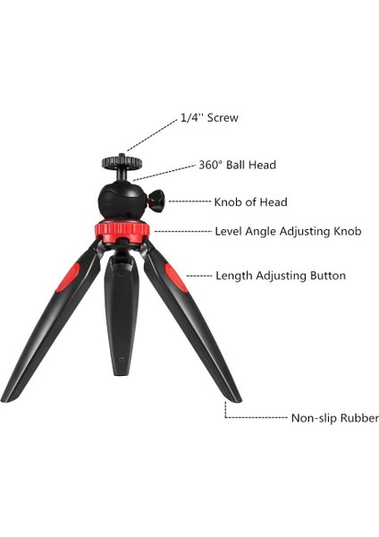 Tripod Modern Tarasım 3 Ayak Mini Kamera ve Telefon Tripodu