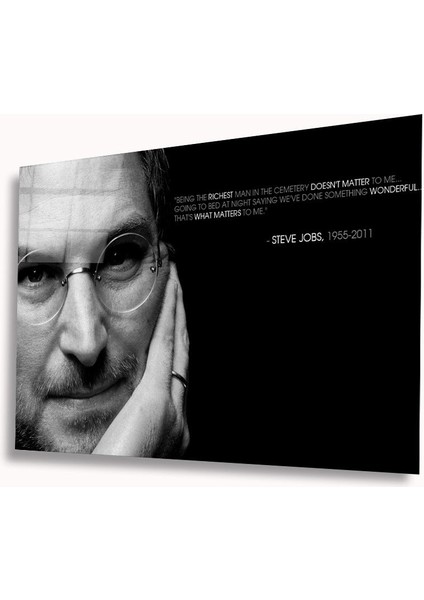 Siyah Beyaz Insan Fotoğrafları Steve Jobs Cam Tablo