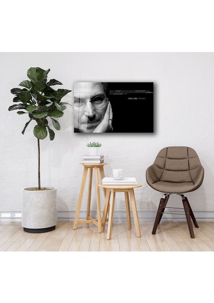 Siyah Beyaz Insan Fotoğrafları Steve Jobs Cam Tablo fiyatları