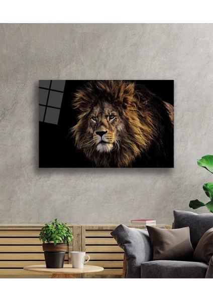 Aslan Hayvan Cam Tablo