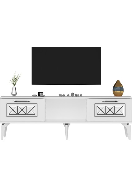 2 Kapaklı Shumen Tv Sehpası Beyaz-Beyaz modelleri