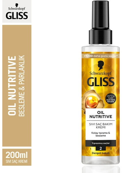 Schwarzkopf Gliss Oil Nutritive Besleme & Parlaklık Sıvı Saç Bakım Kremi 200 Ml