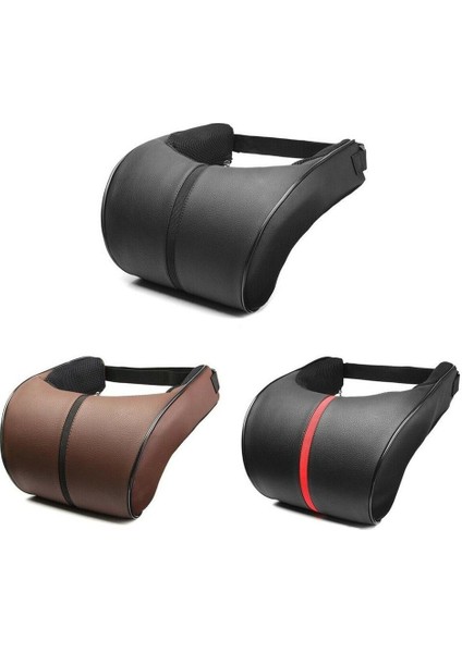 Kahverengi Tarzı Evrensel Araba Yastığı 3D Hafızalı Araba Boyun Yastığı Pu Deri Kafa Oto Aksesuarları Yastık Araç Dinlenme Iç Kafalık (Yurt Dışından)