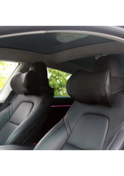 Siyah Stil Mikrofiber Deri Boyun Yastığı Tesla Modeli Için 3 S x Y Yumuşak Rahat Yastık Boyun Desteği Araba Koltuğu Kafalık Aksesuarları (Yurt Dışından) fırsatları