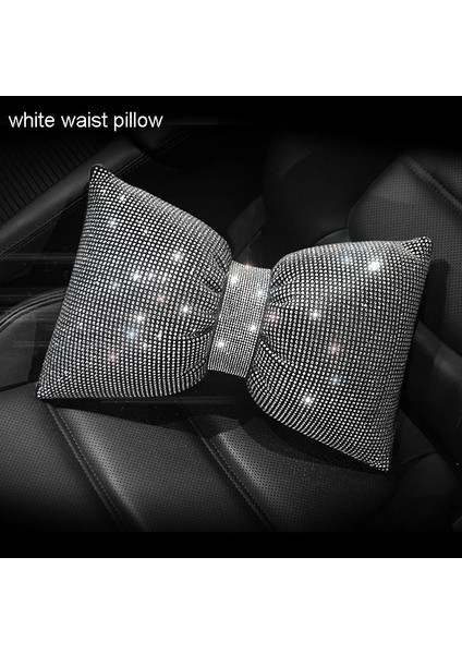 Beyaz Bel Yastığı Modeli Elmas Kristal Ilmek Araba Boyun Yastık Rhinestone Oto Kafalık Koltuk Desteği Bel Yastıklar Kadınlar Için Bling Araba Aksesuarları (Yurt Dışından)