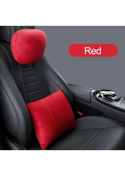 Kırmızı Stil Jınserta Araba Koltuğu Minderi Destek Yastığı Maybach Tasarım S Sınıfı Kafalık Bel Yastığı Süet Kumaş Koltuk Sırtı Boyun Desteği Yastığı (Yurt Dışından)