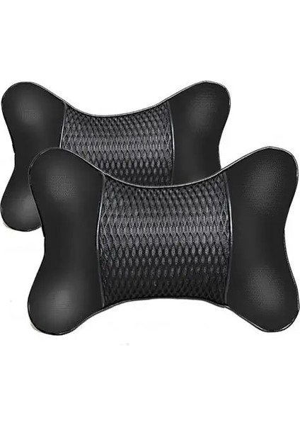 Siyah Stil U Deri Örme Araba Yastıkları Kafalık Boyun Dinlenme Minderi Destek Koltuk Aksesuarları Oto Siyah Güvenlik Yastığı Evrensel Dekor (Yurt Dışından)