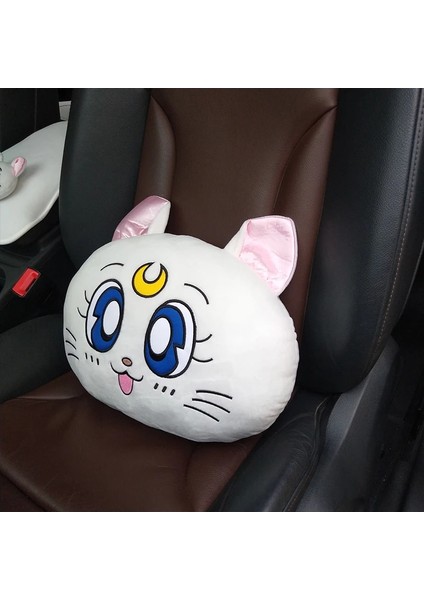 A1PC Koltuk Minderi Stili Yeni Karikatür Kafalık Yastık Sevimli Araba Luna Kedi Kafası Peluş Boyun Yastık Araba Koltuğu Kafalık Yastık Kawaii Kızlar Için Araba Aksesuarları (Yurt Dışından)