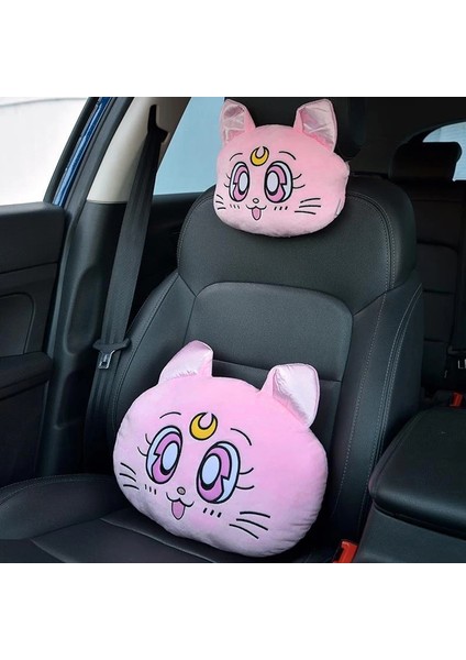 A1PC Koltuk Minderi Stili Yeni Karikatür Kafalık Yastık Sevimli Araba Luna Kedi Kafası Peluş Boyun Yastık Araba Koltuğu Kafalık Yastık Kawaii Kızlar Için Araba Aksesuarları (Yurt Dışından) indirimleri