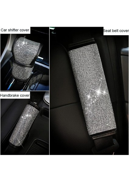 3 Adet Tarzı Moda Taklidi Kristal Araba Kafalık Boyun Yastıklar Elmas Araba Emniyet Kemeri Kılıfı Pad Bel Desteği Oto Iç Aksesuar Seti (Yurt Dışından)